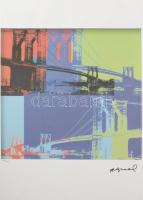 Andy Warhol (1928-1987): Golden Gate. Ofszet litográfia, papír, jelzett a nyomaton. Kézzel sorszámozott: 94 /100, jelzett a nyomaton. Georges Israel editeur - Leo Castellli New York, szárazpecséttel, tanúsítvánnyal. Lapméret 39x59 cm / Ofset Lithography on paper, with certificate 36x36 cm, page size 39x57 cm