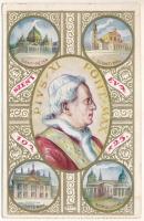 1925 Pius XI Pont. Max. Szent Év Magyarok Nemzeti zarándoklata Rómába. A Nemzeti Újság ingyenes római utazás nyereményjátéka, képeslapfüzetből / Hungarian National Pilgrimage to Rome. Trip prize advertisement on the backside, from a postcard booklet s: Tábor (ázott / wet damage)