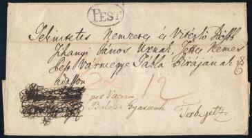 1822 Hivatalosnak szánt levél megportózva "PEST." - Terbegetz