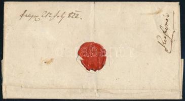 1822 Hivatalosnak szánt levél megportózva "PEST." - Terbegetz