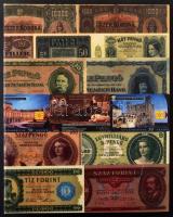 80 férőhelyes képeslap berakó album, lefűzhető gyűrűs mappa, laponként 4 férőhellyel, külső borítóján montázs bankjegyekkel és telefonkártyákkal / postcard album with 80 places