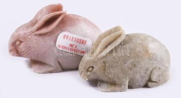 Kínai Jáde figurák. Kétféle figura (tyúk, nyúl), összesen 36 db, eredeti dobozában