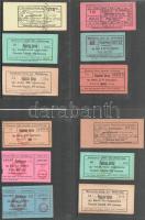 1908-1945. 139db-os izraelita (zsidó) hitközségek vágatási bárcáiból, utalványaiból, értékjegyeiből álló tétel mappában, Koronában, Pengőben (és Fillérben) meghatározott értékjegyek, benne: "Gabella-bárcza" (hitközségi adó), vágatási bárcák és jegyek, illetve értékjegyek súlyban meghatározott húsok után, illetve klf haszonállatok vágatásáról (liba/lúd, juh, csirke, tyúk, kakas, borjú, kacsa, pulyka). Bővebben: 1908-1942. "Miskolczi Ortodox Izraelita Hitközség/Anyahitközség" (118db) + "Miskolci Ortodox Izraelita Rabbiság" tréfo és koser kitöltetlen vágatási jegy (8db) + "Sátoraljaújhely Ortodox Izraelita Hitközség" vágatási bárca (10db) + 1945. "Miskolci Zsidók Szövetsége" kitöltetlen ebédutalvány + DN 2db utalvány, árakkal T:vegyes