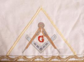 Szabadkőműves kék páholy mesteri kötény, megkímélt állapotban, kb. 43x34 cm // Freemason Blue Lodge ...