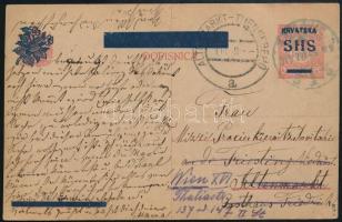 SHS 1919 Díjjegyes levelezőlap Altenmarktra, majd továbbküldve Bécsbe, Bodor vizsgálójellel