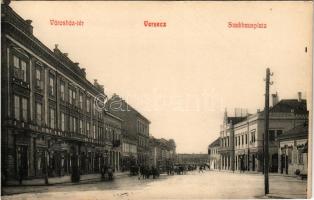 Versec, Werschetz, Vrsac; Városház tér, Gries J., Szavits Gedeon üzlete, szálloda / square, hotel, shops (fl)