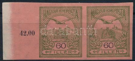 1913 Turul 60f fázisnyomat fogazatlan ívszéli pár