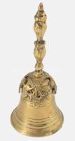 Réz asztali csengő, plasztikus mintával, m:15,5 cm