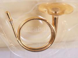 2 db mini hangszer: vadászkürt, bongo, dobozában 11 cm