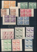 1927 Repülő (I.) sor, 12f, 16f 2 párban a többi érték négyestömbökben (50.000)