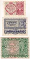 Ausztria 1922. 2K + 10K + 100K T:AU Austria 1922. 2 Kronen + 10 Kronen + 100 Kronen C:AU Krause P#74, P#75, P#77