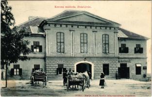 1906 Dombóvár, Korona szálloda, kávéház, szekér. Bruck Sándor kiadása. + "ÚJDOMBÓVÁR PÁLYAUDVAR" (EK)