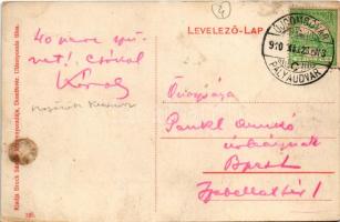 1910 Dombóvár, Templom tér. Bruck Sándor kiadása. + "ÚJDOMBÓVÁR PÁLYAUDVAR" (ragasztónyom ...