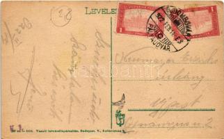 1922 Dombóvár, Kossuth utca, László Vilma papírkereskedése, üzlet. Vasúti levelezőlapárusítás 20. sz...