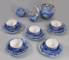 Kínai kobaltkék bazsarózsa mintás 5 személyes kávés készlet, jelzés nélkül, minimális kopással.