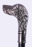 Fém sétabot, kutyafej markolattal, középen szétcsavarható, hibátlan, h: 92 cm