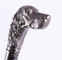 Fém sétabot, kutyafej markolattal, középen szétcsavarható, hibátlan, h: 92 cm