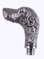 Fém sétabot, kutyafej markolattal, középen szétcsavarható, hibátlan, h: 92 cm