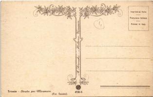 Trieste, Trieszt; Strada per Miramare. Fot. Sanzin, A. Scrocchi / road to Miramare, automobile, ELIO...