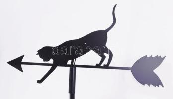 Fém szélkakas, tetején macska figurával, 2 részből áll, hibátlan, m: 54 cm