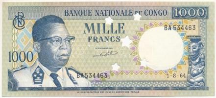 Kongó 1964. 1000Fr csillag alakú lyukasztással érvénytelenítve T:XF Congo 1964. 1000 Francs cancelled by star-shaped holes C:XF Krause P#8