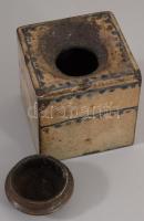 Tintatartó készlet porzóval, tálcával. cca 1822-1845, Batiz vagy Kassa, írókázott mintás kőcserép, j...