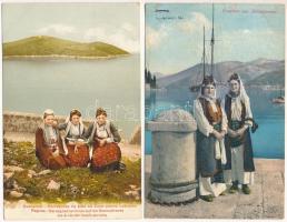 2 db RÉGI képeslap: hölgyek hercegovinai viseletben / 2 pre-1945 folklore postcards: women in Herzegovinian folk costumes