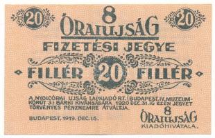 1919 Budapest 20f "8 Órai Újság fizetési jegye" T:XF Adamo BUC-195.2
