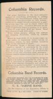 ca 1900 Columbia records fonográf tekercs katalógus 36p. 15 cm