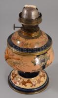 cca 1880-1900 Ditmar Wien petróleumlámpa, réz szerelékes fajansz, jelzés nélkül, jó állapotban, m: 21 cm