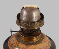 cca 1880-1900 Ditmar Wien petróleumlámpa, réz szerelékes fajansz, jelzés nélkül, jó állapotban, m: 2...