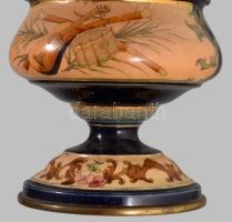 cca 1880-1900 Ditmar Wien petróleumlámpa, réz szerelékes fajansz, jelzés nélkül, jó állapotban, m: 2...