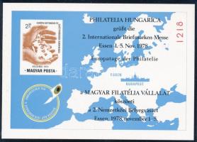 1978 PHILATELIA HUNGARICA Essen karton emlékív piros 1218 sorszámmal