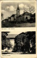 Komáromszentpéter, Szentpéter, Dolny Peter, Svaty Peter, Sväty Peter; református templom, Vásárhelyi kastély / Calvinist church, castle (gyűrődések / creases)