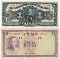 Costa Rica 1917. 1C + Kína 1937. 5Y "Bank of China" T:VF-F Costa Rica 1917. 1 Colon + China 1937. 5 Yuan "Bank of China" C:VF-F Krause P#S121, P#80