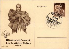 1939 Winterhilfswerk (WHW) des deutschen Volkes 1938-39 Januar / "Winter Relief of the German People" NSDAP Nazi Party propaganda, working class, swastika 6+4 Ga. + "Wien Tag der Briefmarke" (non PC)