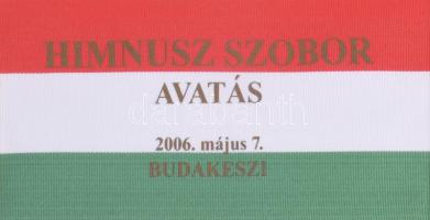2006 Budakeszi, Himnusz szobor avatás szalagdarab, üvegezett keretben
