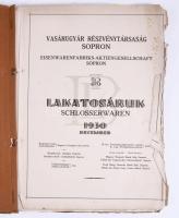 1930 Lakatosárúk. képes termék katalógus Vasárugyár Rt. Sopron. Sopron, Röttig-Romwalter Nyomda-ny.,...