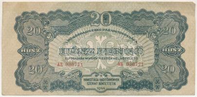 1944. 20P "A Vöröshadsereg Parancsnoksága", "AE 030771" T:F szép papír Adamo P45