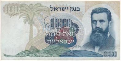 Izrael 1968. 100P piros sorszámozással "77395324/4" T:F hátoldalon kézírás Israel 1968. 100 Pounds with red serial numbers "77395324/4" C:F handwriting at the back Krause 37.