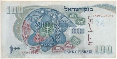 Izrael 1968. 100P piros sorszámozással "77395324/4" T:F hátoldalon kézírás
Israel 1968. 1...