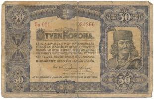 1920. 50K "5a 001 034266", "Orell Füssli Zürich" nyomdahely jelöléssel T:VG Adamo K25