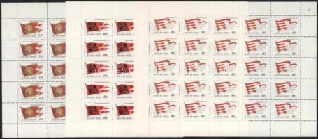 1981 Magyar történelmi zászlók 3 klf érték teljes ívben, a 60f hajtott