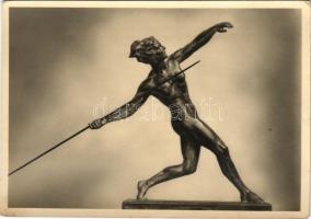 Berlin; Professor Wilhelm Tank: "Speerwerferin" / Gerelyhajító, szobor, Harmadik Birodalom / German sculptor, javelin thrower, iron sculpture, Third Reich. photo Berolina (EK)