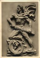 Berlin; Arno Breker: "Der Wachter" / "Az őrző" relief, Harmadik Birodalom / German sculptor, "The guardian" sculpture, Third Reich. photo Berolina (EK)