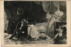 La Loi de l'Honneur / "The Law of Honor" french art postcard, A. L. V. and Cie. s: Juan E. Harris (vágott / cut)
