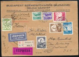 1934 Expressz ajánlott légi levél Csehszlovákiába 3,06P bérmentesítéssel