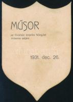 1931 Műsor Az Orosházi Izraelita Nőegylet műsoros estjére, 9x6,5 cm