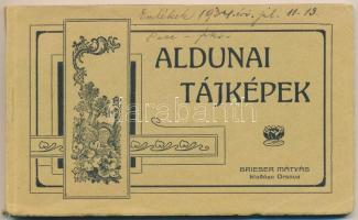 1934 Aldunai-Tájképek - Képeslapfüzet 13 lappal: Orsova, Ada Kaleh, Román-szerb-magyar határ. Grieser Mátyás kiadása / Transylvanian postcard booklet with 13 postcards