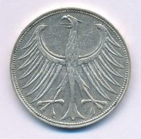 Német Szövetségi Köztársaság 1960F 5M Ag kapszulában, tanúsítvánnyal. T:XF kis patina
Federal Repub...